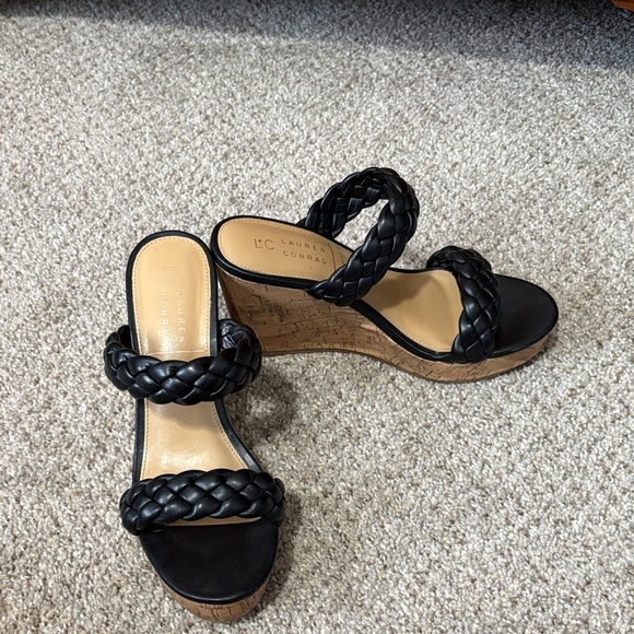LC Lauren Conrad Black Braided Platform Sandals - Picture 10 of 10